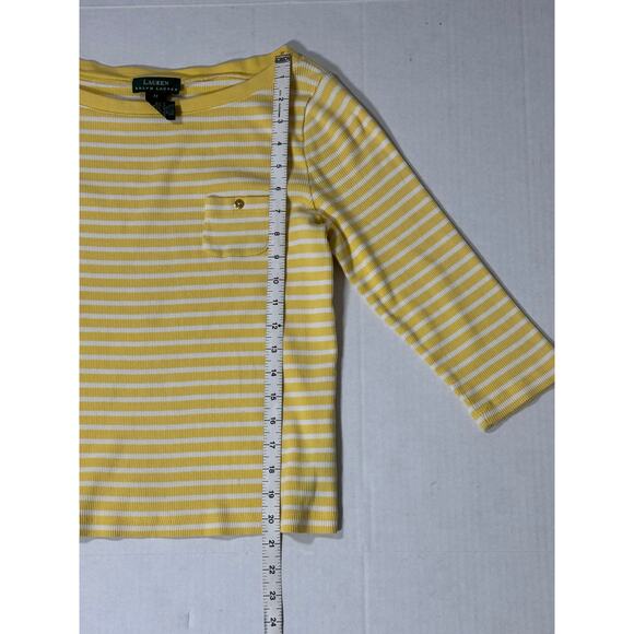 Vintage Ralph Lauren Green Label Boat Neck Blouse Women Medium Yellow Nautical - Picture 7 of 8